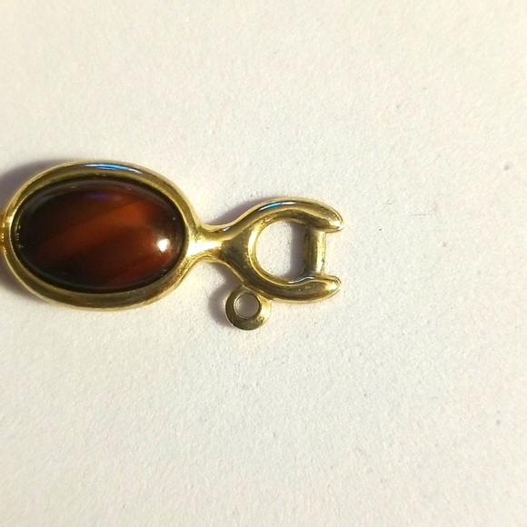 Sarah Cov Mid Century Agate Cabochons Golden Bracelet W Dafety Chain - Picture 7 of 15